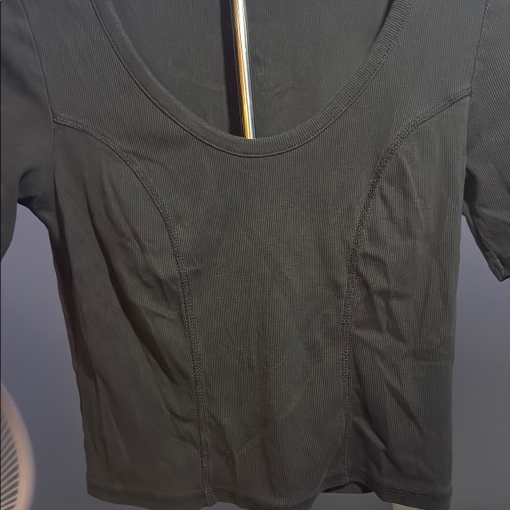 Tops Shop : Ribbed Classic Black Women's Top - Picture 2 of 4